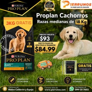 PROPLAN PUPPY RAZAS MEDIANAS 15 Kg+3 Kg GRATIS